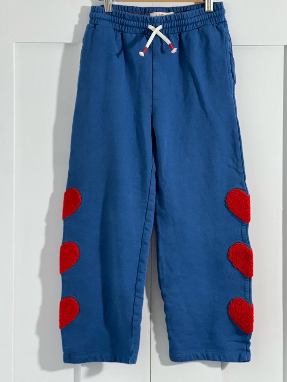Mini Boden Bobbie Hearts Wide Leg Joggers Blue Size 8-9Y